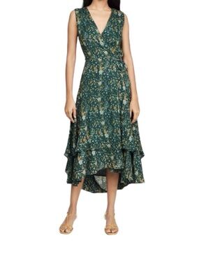 Roller Rabbit Teal Floral Wrap Midi Dress